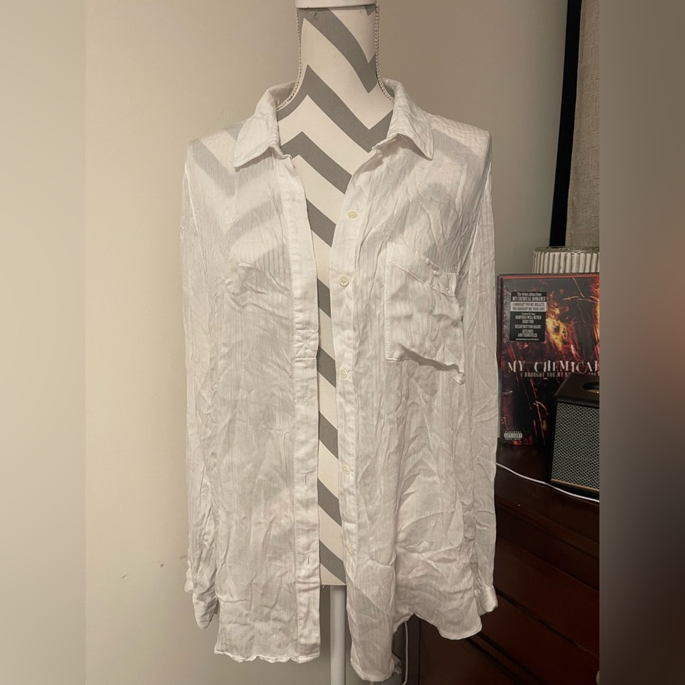 Treasure & Bond White Casual Button Down Shirt